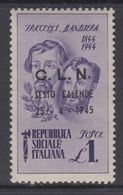 ITALY - 1945 - CLN Sesto Calende N.9 Cat. 400 Euro  Firmato E.Diena - Gomma Integra - MNH** - Comitato Di Liberazione Nazionale (CLN)