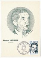 Carte Maximum - 0,80 + 0,20 Edmond Michelet - 22 Février 1975 - Paris / Brive La Gaillarde - 1970-1979