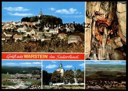 ÄLTERE POSTKARTE GRUSS AUS WARSTEIN IM SAUERLAND TROPFSTEINHÖHLE ALTE KIRCHE STILLENBERG Ansichtskarte Cpa Postcard AK - Warstein