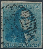 [O TB] N° 2a, 20c Bleu Clair, Bien Margé Et Obl Légère 'P90' Ostende - Cote: 75€ - 1849 Epaulettes