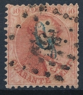 [O SUP] G16, 40c Rouge Obl 'LP252' Mons Avec Marque 'G' Idéalement Apposée Guillochin En Bleue - Cote: 695€ - 1863-1864 Medallions (13/16)