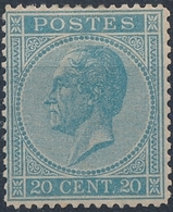 [* SUP] N° 18, 20c Bleu. Dentelure Parfaite (rare) Et Excellent Centrage (non Compté). Superbe - Cote: 1000€ - 1865-1866 Profile Left