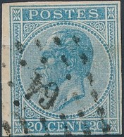 [O SUP] N° 18, 20c Bleu, Non Dentelé Anormalement Oblitéré 'LP64' - 1865-1866 Profile Left