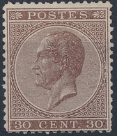 [(*) SUP] N° 19, 30c Brun Foncé. Excellente Dentelure (rare) Et Grande Fraîcheur - Cote: 545€ - 1865-1866 Profile Left