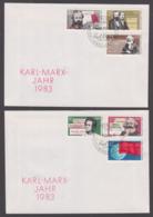 KARL MARX -  EAST GERMANY - 1983- KARL MARX SET OF 6 ON 2 ILLUSTRATED COVERS - Karl Marx