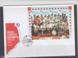 WATER POLO - CROATIA - 2003-  WATE RPOLO WINNERS S/SHEET ON   ILLUSTRATED FDC - Water-Polo