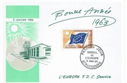 1963 - Carte De Vœux Du Service F.D.C. Du Conseil De L'EUROPE - Instituciones Europeas