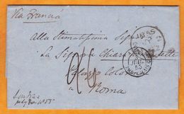 1855 Lettre Avec Correspondance Amicale De 3 Pages En Italien De Londres, GB Vers Rome Roma Italia Italie Via France - Marcophilie