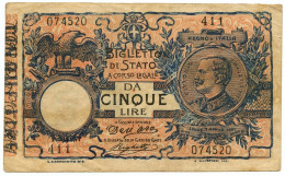 5 LIRE FALSO D'EPOCA BIGLIETTO DI STATO VITTORIO EM. III FLOREALE 08/11/1904 BB - Sonstige
