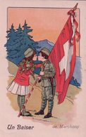 Un Baiser De Marchissy VD, Couple D'enfants Et Drapeau Suisse, Litho (71) - Marchissy