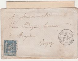 1883 / Cachet De Rocquigny / 08 Ardennes / Petite Enveloppe Adressée à Ladague Brasseur à Bruyère 88 - 1877-1920: Semi-Moderne