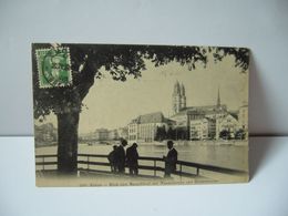 2785. ZURICH SUISSE ZH ZURICH BLICK VOM BAUSCHANZLI AUF WASSERKIRCHE UND GROSSMUNSTER CPA 1919 GEBR VEHRLI KILCHBERG - Kilchberg