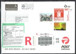 Greenland 2014.  Registered Mail Sent To Denmark. - Lettres & Documents