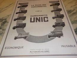 ANCIENNE PUBLICITE EDITION NELSON  LA REINE DES  CAMIONNETTE UNIC   1925 - Camions