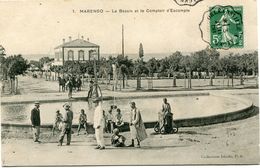 CARTE POSTALE -MARENGO -LE BASSIN ET LE COMPTOIR D'ESCOMPTE DEPART ORLEANSVILLE A ALGER 3 JUIL 08 POUR L'ALGERIE - 1906-38 Sower - Cameo