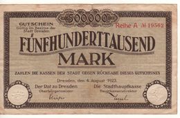 GERMANY  500'000 Mark     Dresden  04 . August  1923 - Bundeskassenschein