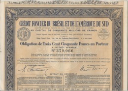 CREDIT FONCIER DU BRESIL ET DE L'AMERIQUE DU SUD - LOT DE 3 OBLIGATION DE 350 FRANCS -ANNEE 1935 - Bank En Verzekering