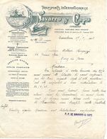 Facture ESPAGNE 1912 / Barcelone,Port-Bou, Irun, Hendaye / NAVARRO & CAPO / Transports Internationaux Bateaux, Trains - Spain