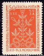 TRIESTE B 1948 POSTA AEREA FRANCOBOLLO DI YUGOSLAVIA SOPRASTAMPATO AIR MAIL JUGOSLAVIA OVERPRINTED 50l MNH - Correo Aéreo