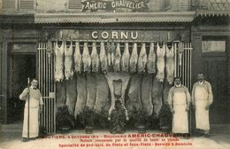 Vimoutiers * Devanture Boucherie AMERIC CHAUVELIER * CORNU * Boucher Métier 4 Octobre 1912 - Vimoutiers