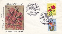ENVELOPPE PREMIER JOUR ALGERIE - FLORALIES D'ALGER 1974 -FDC - FDC
