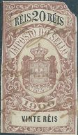 PORTUGAL Portogallo,1900 Revenue Stamp Tasse Taxes 20 REIS,Used - Oblitérés