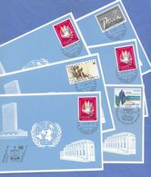 6 Karten VEREINTE NATIONEN  1979 Bis 1986 Frankiert (Stempel MONTREUX84-RICCIONE84-RECKLINGHAUSEN79-OSLO84-NANCY84-CO... - Collections, Lots & Séries