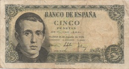 Espagne : 5 Pesetas 1951 (moyen état) - 5 Peseten