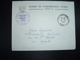 LETTRE MAIRIE OBL.4-9 1968 L'HERMENAULT VENDEE (85) + BLASON - Altri
