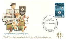 (D 14) Australia FDC / Premier Jour - St John Ambulance (2 Covers) With Special Overprint Order Of St John - First Aid