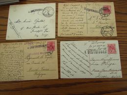 3 Cartes Postales Et Une Lettre Avec Oblitérations Diverses Et Griffe A DISTRIBUER (1919) - Altri