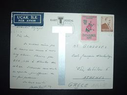 CP Pour La GRECE TP 5 Krs + TP ROSE 20 Krs OBL.MEC.23 IX 55 ISTANBUL - Covers & Documents