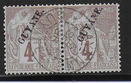 GUYANE - 1892 - YVERT N° 18 OBLITERE CAYENNE 1896 En PAIRE ! - COTE 2020 = 94++ EUR. - Oblitérés