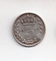 REF MON4  : Monnaie Old Coin Grande Bretagne 3 Pence Argent 1897 - F. 3 Pence