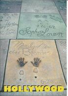 CPM Los Angeles, Hollywood Boulevard, Stars, Marilyn Monroe 1953, Sophia Loren 1962,  Traces Mains, Chaussures - Los Angeles