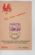 329PR/ TP 1269 Jules Destrée S/CP La Lutte Continue C.S.O.S.Fourons 15/4/64 Vendue 25 Frs Soutien Du Français (Fourons) - Lettres & Documents