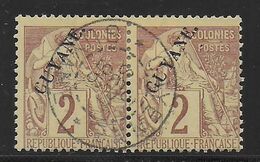 GUYANE - 1892 - YVERT N° 17 OBLITERE CAYENNE En PAIRE ! - COTE 2020 = 94++ EUR. - Usati