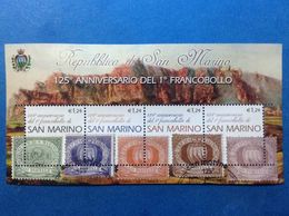 2002 SAN MARINO FOGLIETTO USATO SHEET USED ANNIVERSARIO DEL 1° FRANCOBOLLO - Blocks & Sheetlets