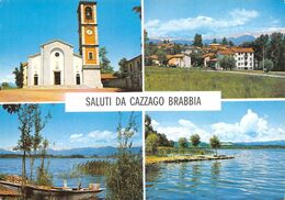 8725 " SALUTI DA CAZZAGO BRABBIA " 4 VEDUTE-CARTOLINA POSTALE ORIGINALE NON SPEDITA - Souvenir De...