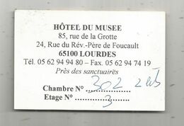 Carte De Visite , Carte D'hôtel , HÔTEL DU MUSEE , LOURDES , 2 Scans - Visiting Cards