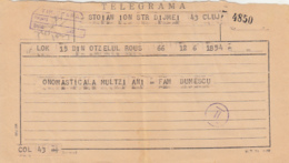88814- FROM OTELUL ROSU TO CLUJ NAPOCA SENT TELEGRAMME, 1974, ROMANIA - Telegraphenmarken