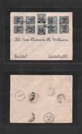Argentina. 1890 (Sept 4) Bs As Local Usage, Multifkd Env 1/4c Ovptd (x5) Red + (x5) Black Ovpts Tied Cds On Envelope. VF - Other & Unclassified