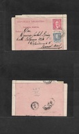 Argentina - Stationery. 1892 (6 July) Buenos Aires, Suc Aerea Local Usage. 1 1/2c Red Stat Letter Sheet + Adtl, Oval Ds  - Altri & Non Classificati