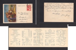 Argentina - Stationery. 1937 (8 March) Buenos Aires - Germany, Berlin. Double Size Internal Message Illustrated Stat Car - Altri & Non Classificati