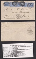 Australia. 1885 (16 Feb) Queensland, Townsville - France, Paris (8 April) 2d (x5) Incl Vert Stamp Of Four QV, Tied Cds + - Altri & Non Classificati