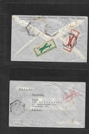 Portugal-Mozambique. 1947 (Dec) Angoche - Switzerland, Zug (18 Dec) Reverse Air Multifkd Air Labels Envelope. Transited  - Altri & Non Classificati