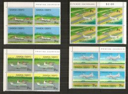 Faleolo International Airport/Apia/Samoa: Avions:Avro HS 748,BAC One-Eleven.,etc. 4 Blocs De 4 Neufs ** Bords De Feuille - Samoa