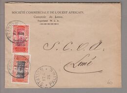 Afrika Togo 1921-06-17 Station Palime Brief Nach Lome Aufdruckmarken 10+15 Cents - Covers & Documents