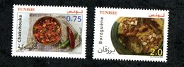 2020- Tunisia - Euromed- Traditional Mediterranean Gastronomy- Borzguene- Chakchouka- Complete Set 2v- MNH** - Neufs