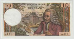 France, 10 Francs, Voltaire, 1966, 1966-01-06, SPL, Fayette:62.19, KM:147b - 10 F 1963-1973 ''Voltaire''